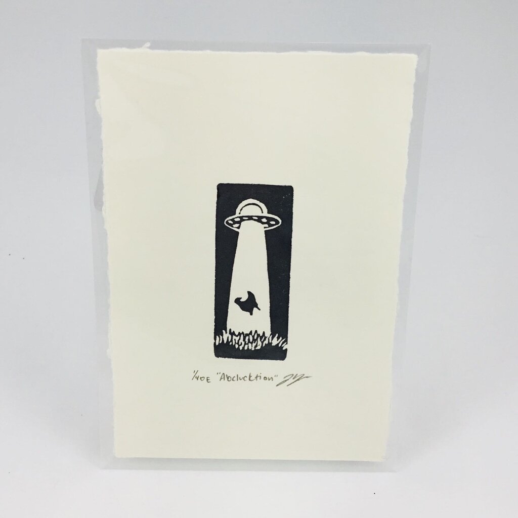 Abclucktion - UFO Chicken Eraser Art Print