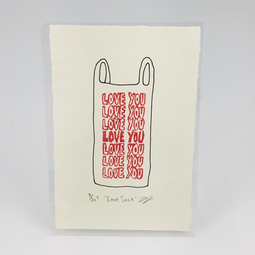 Love Sack - Thank You Plastic Bag Eraser Art Print