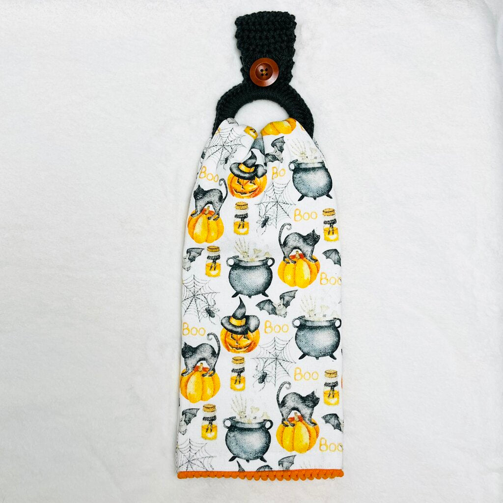 Hanging Towel Set - Halloween Print with Pumpkins & Cauldrons