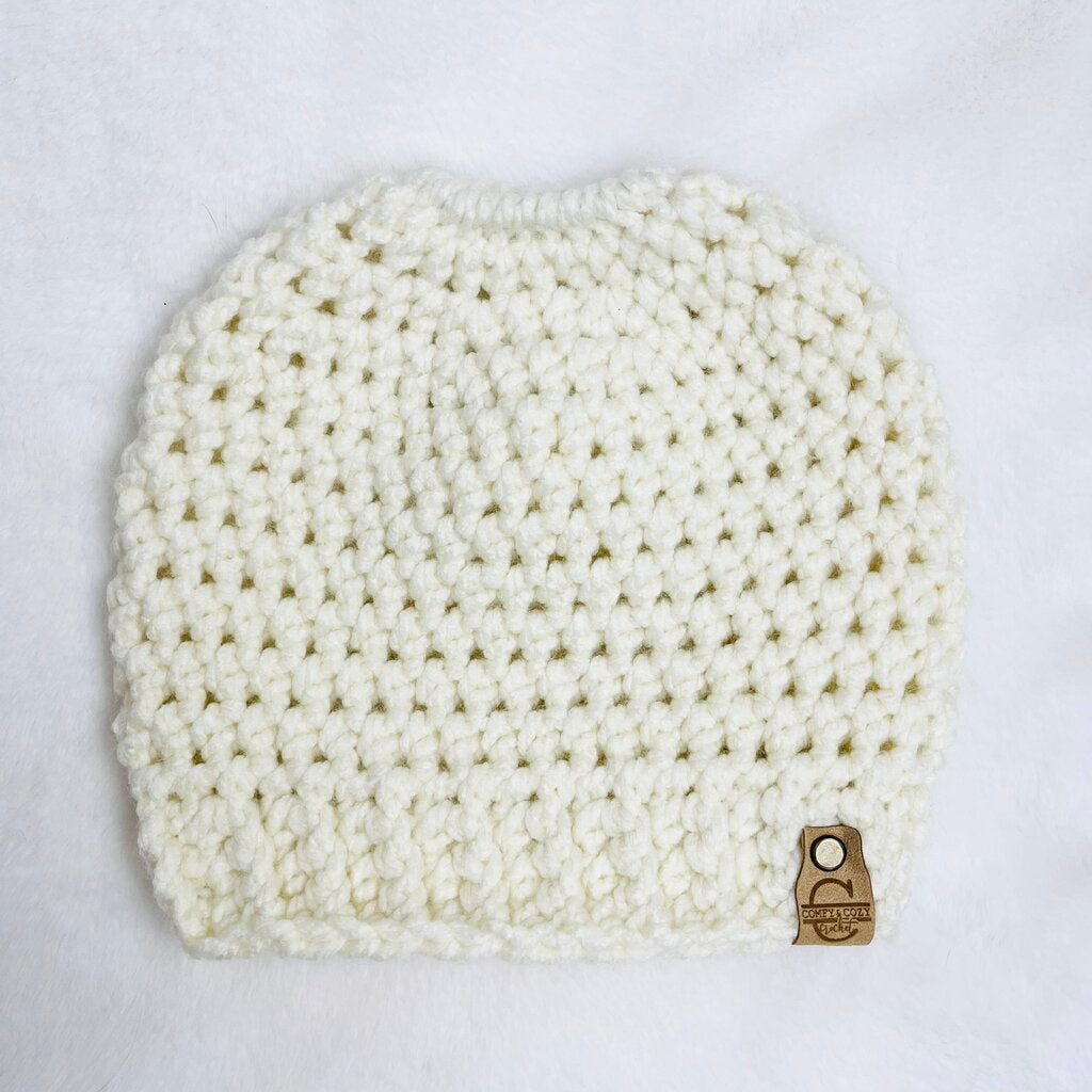 Messy Bun Hat - Off White