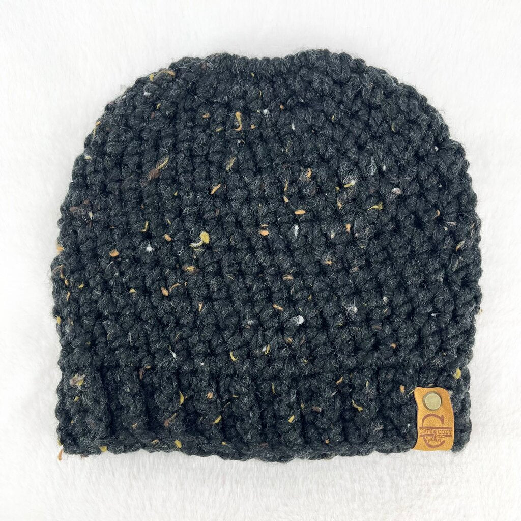 Messy Bun Hat - Tweed Black