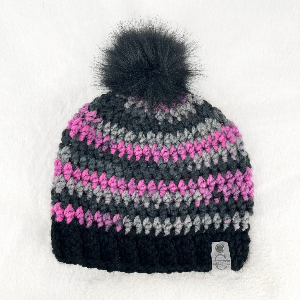 Pom Pom Hat (Adult) - Black Raspberry
