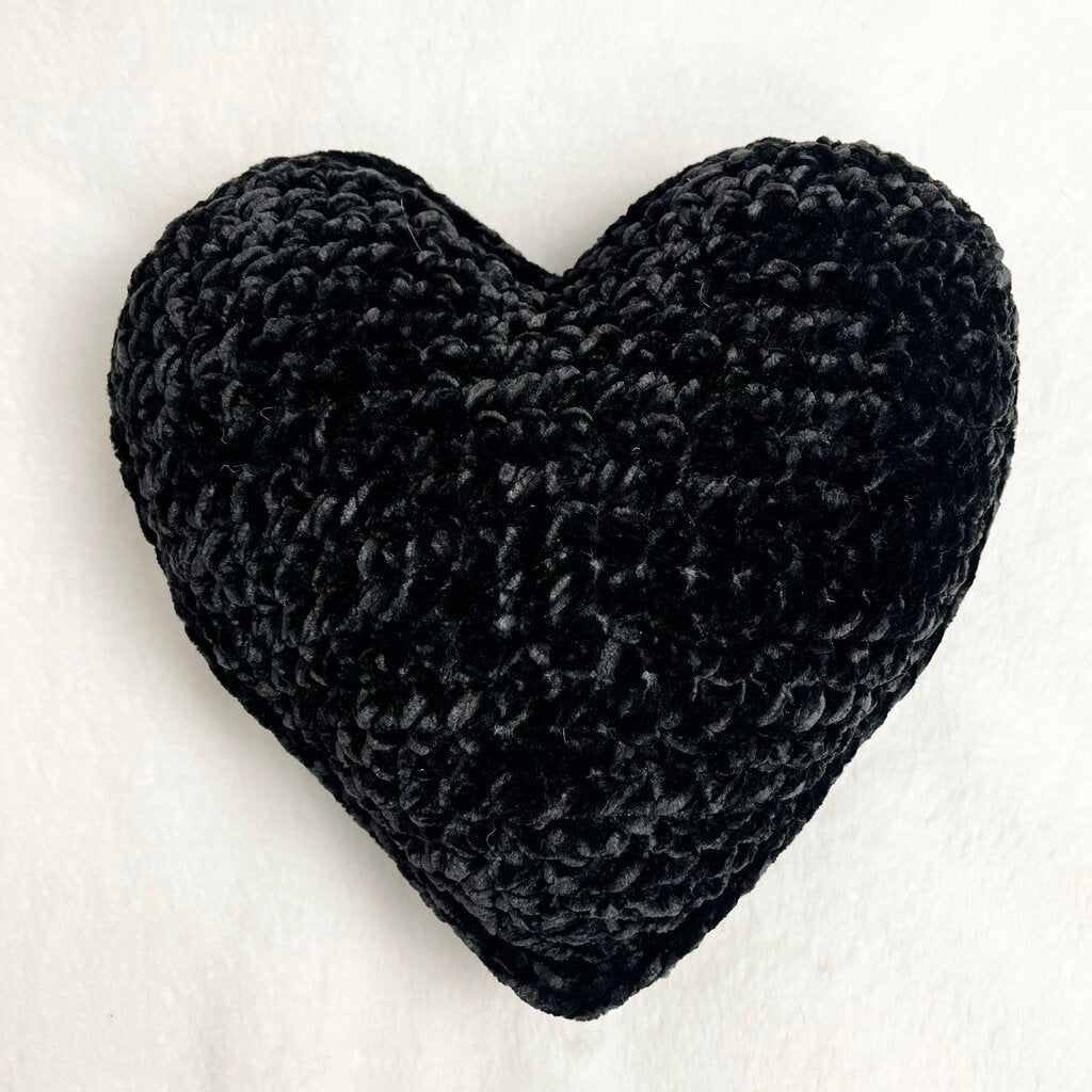 Stuffed Velvet Heart - Black (Medium)