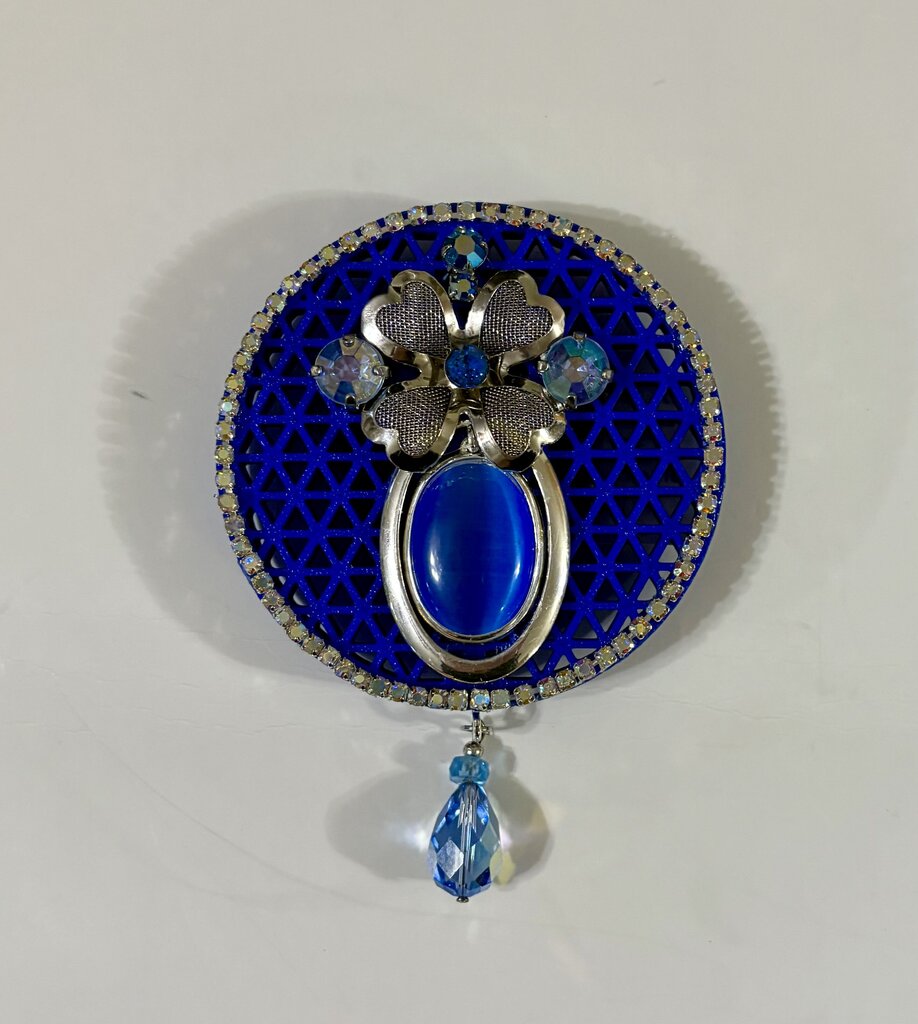 3 X 3 PURPLE MAGNET w/colorful faux pear middle & lots of rhinestones
