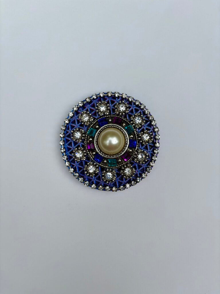 3 X 3 PURPLE MAGNET w/colorful faux pear middle & lots of rhinestones