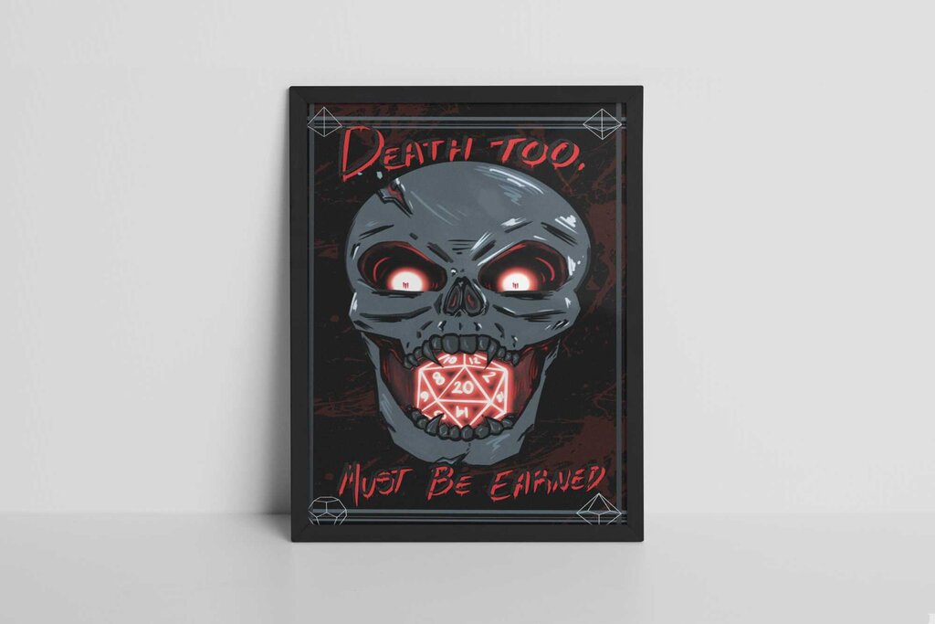 d20 skull Art Print