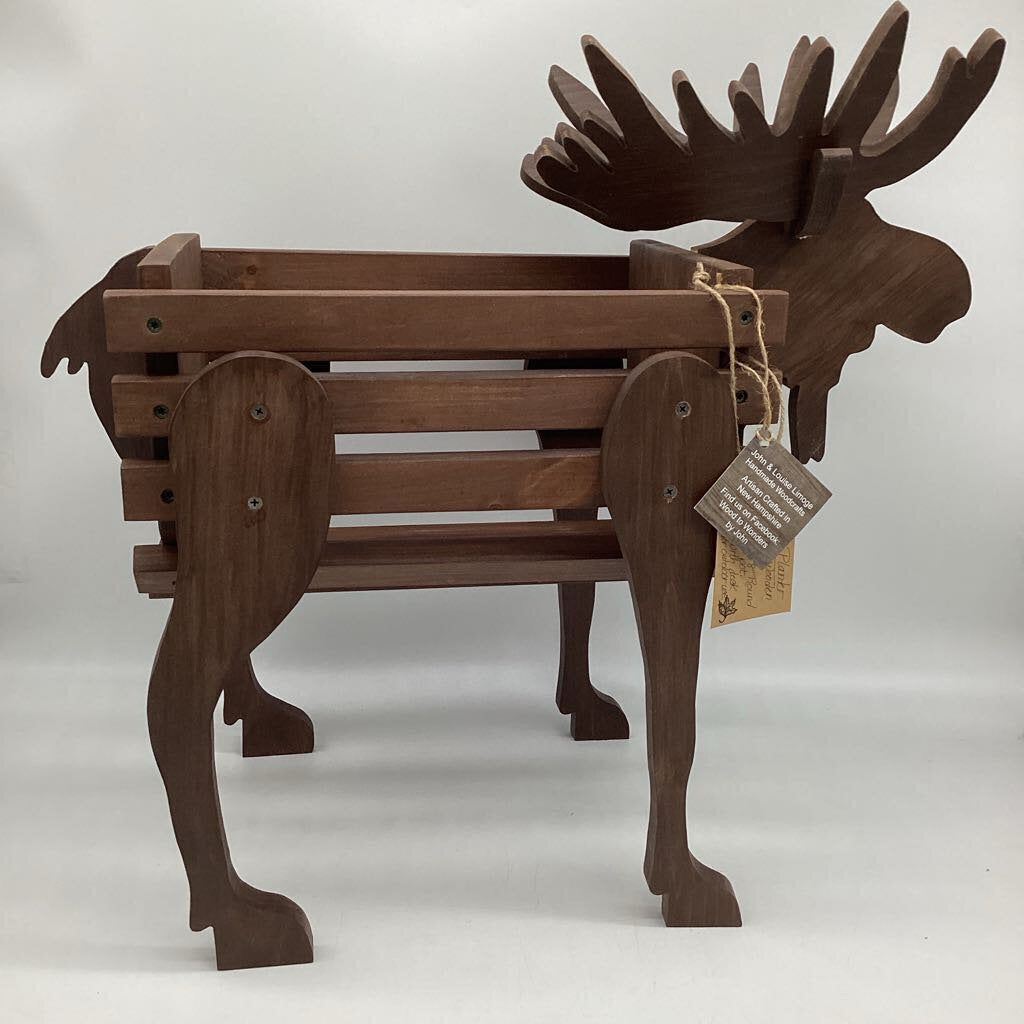 Wooden Moose Planter