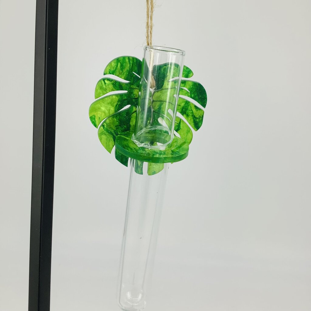 Plant Propagation Station - Acrylic Green Monstera 1