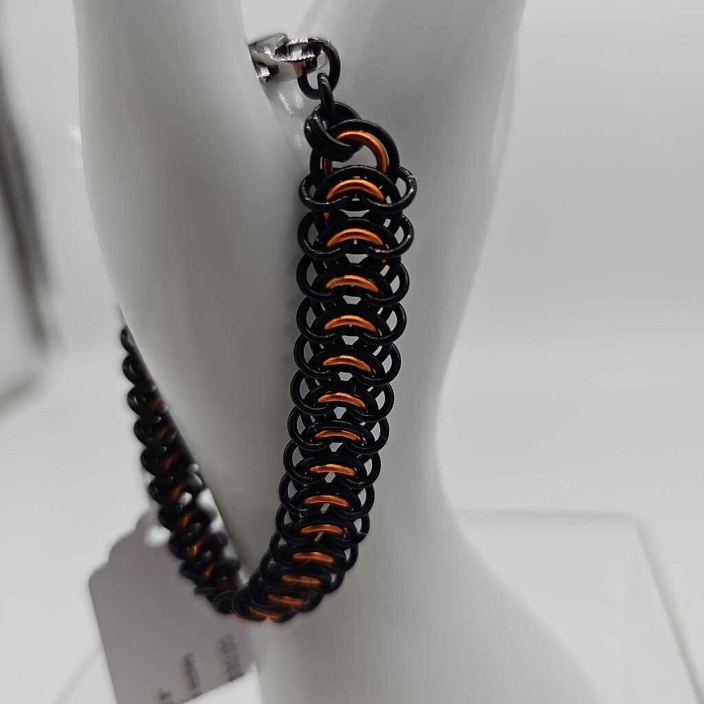 8" Black Orange Vertebrae Bracelet