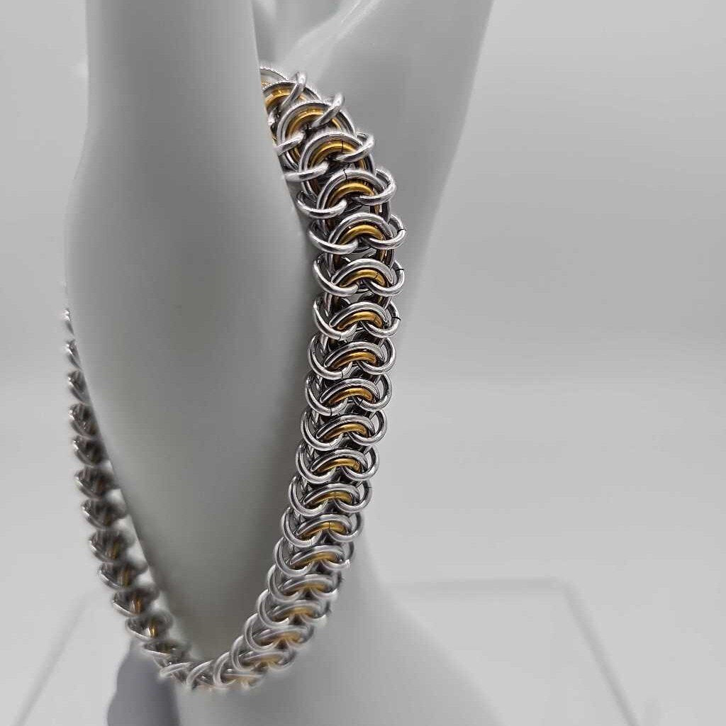8" Silver Gold Vertebrae Bracelet