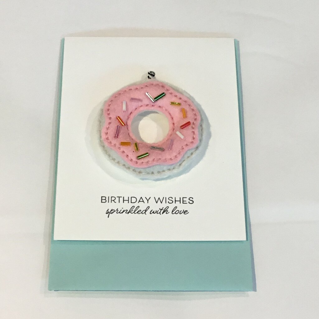 Felt Donut Charm Birthday Greeting Card