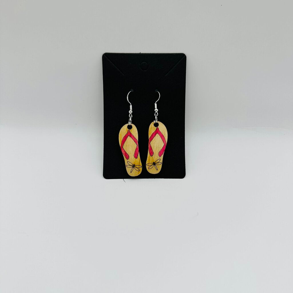 Flip Flop with Dragonfly pink strap earrings