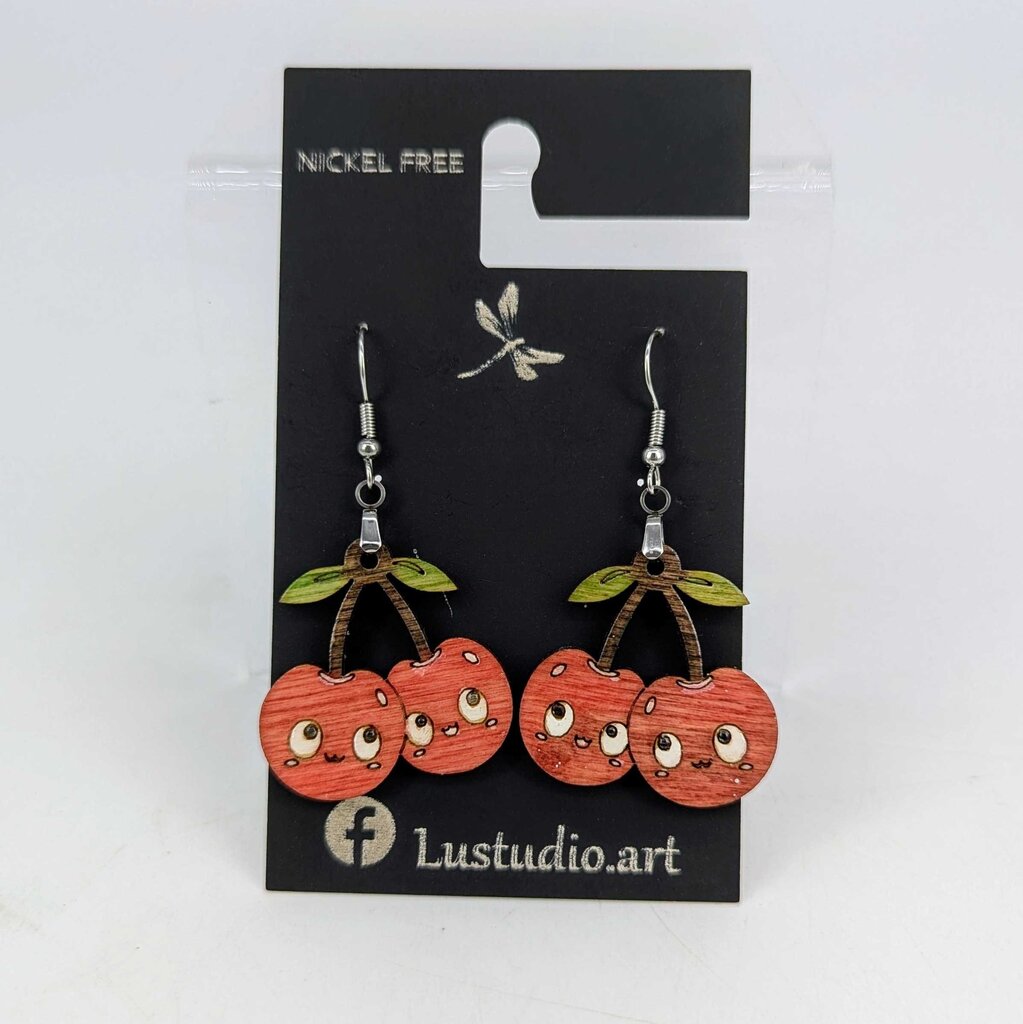Earrings - Smiley Cherries
