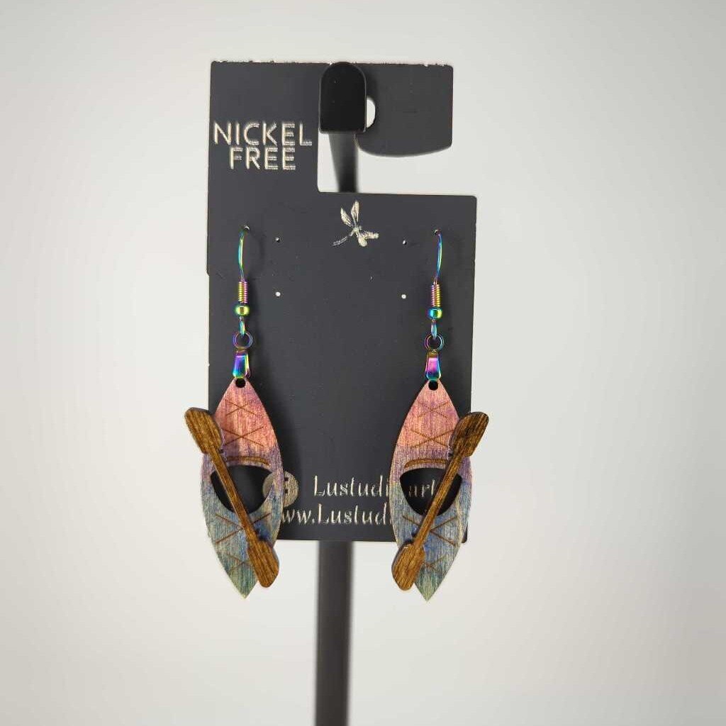 Earrings - Kayak & Paddle (Rainbow Hooks)