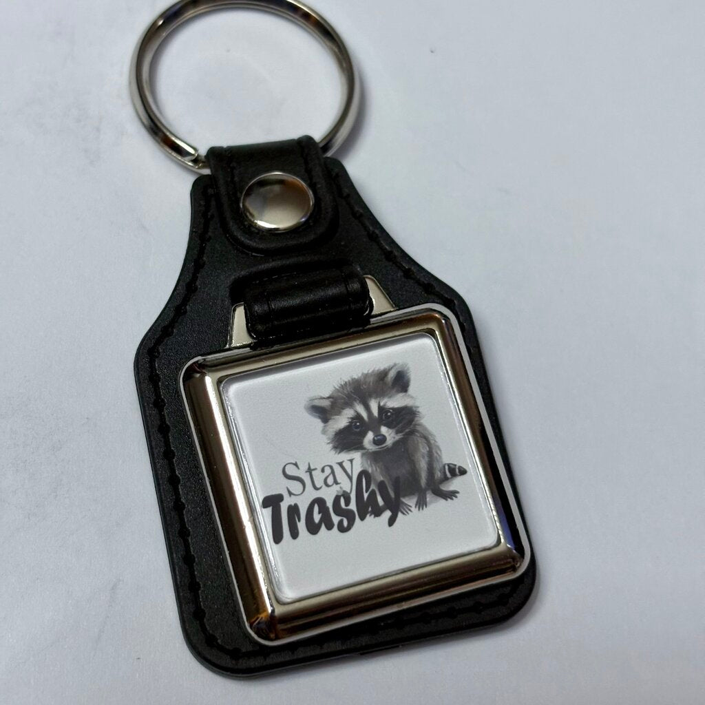 STAY TRASHY VINYL KEYCHAIN SQUARE