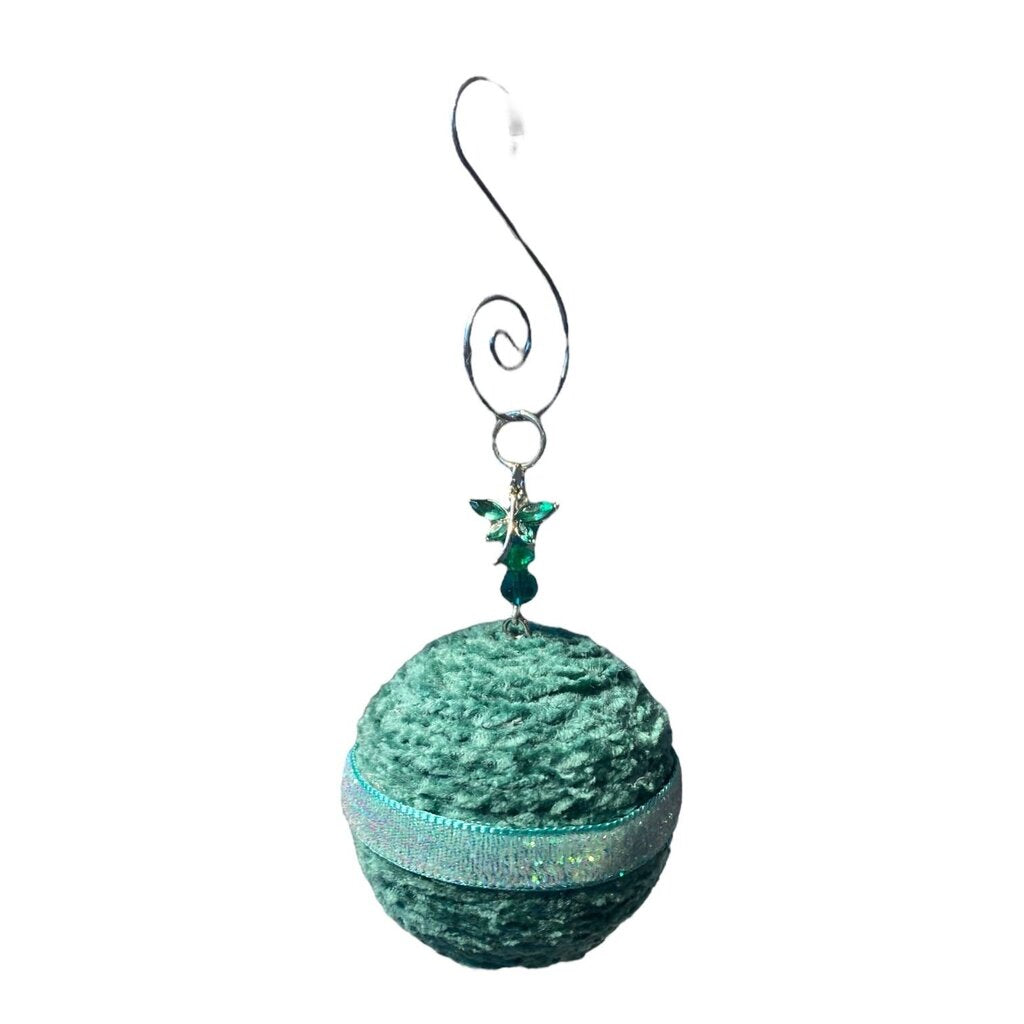 Mini Green Velvet Ornament with Dragonfly