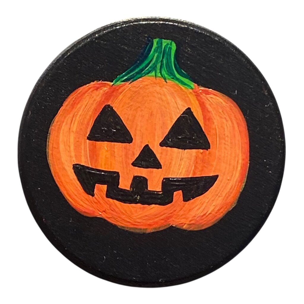 Small Stem Jack-O-Lantern- Circle Magnet