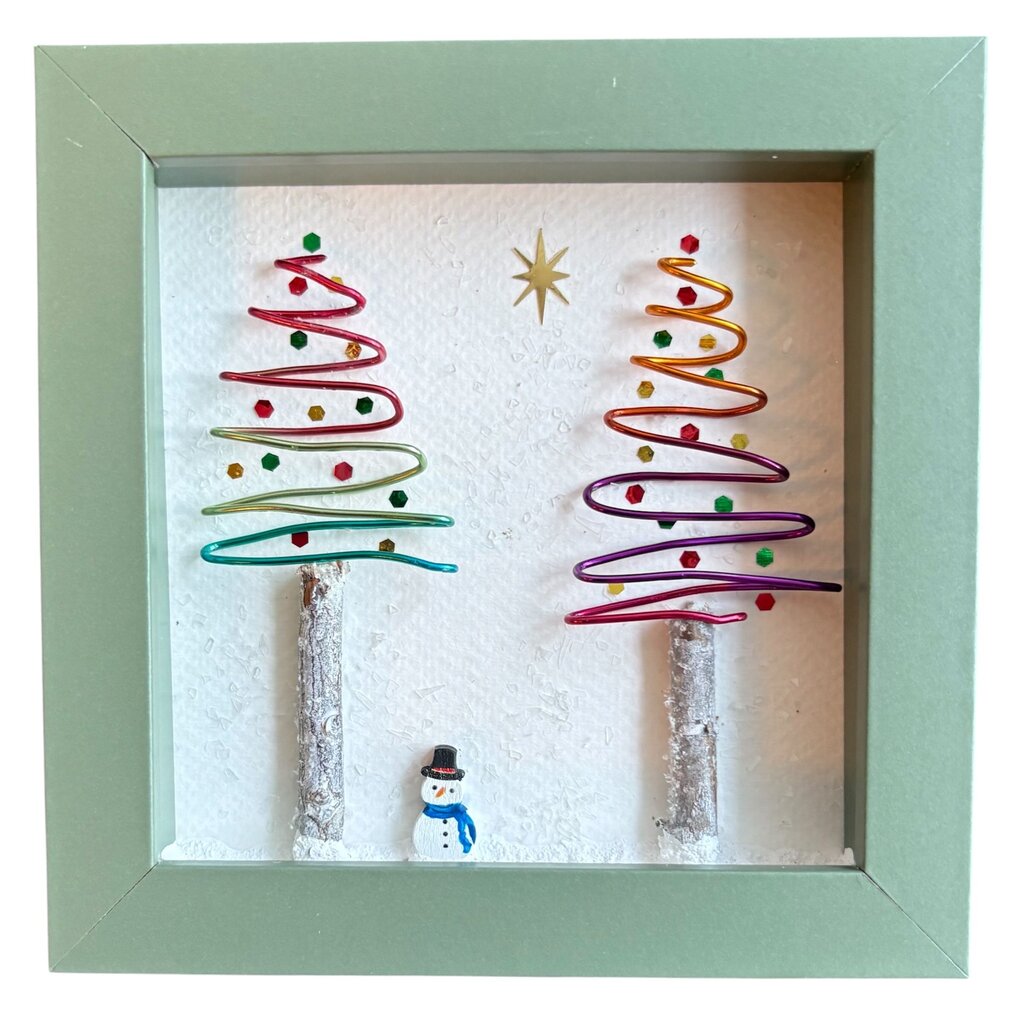 2 trees with colored wire