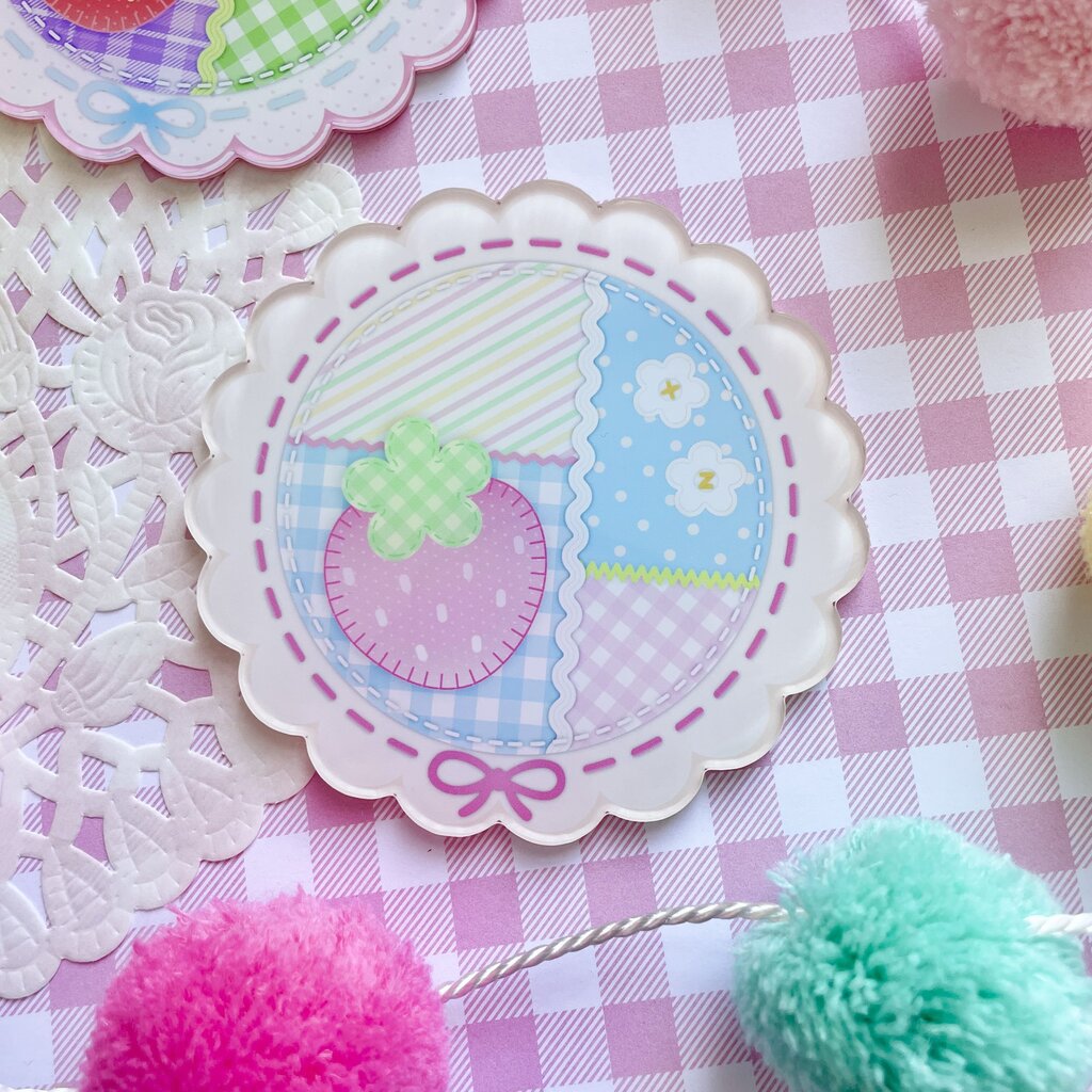 Pink Strawberry Quilt Coaster