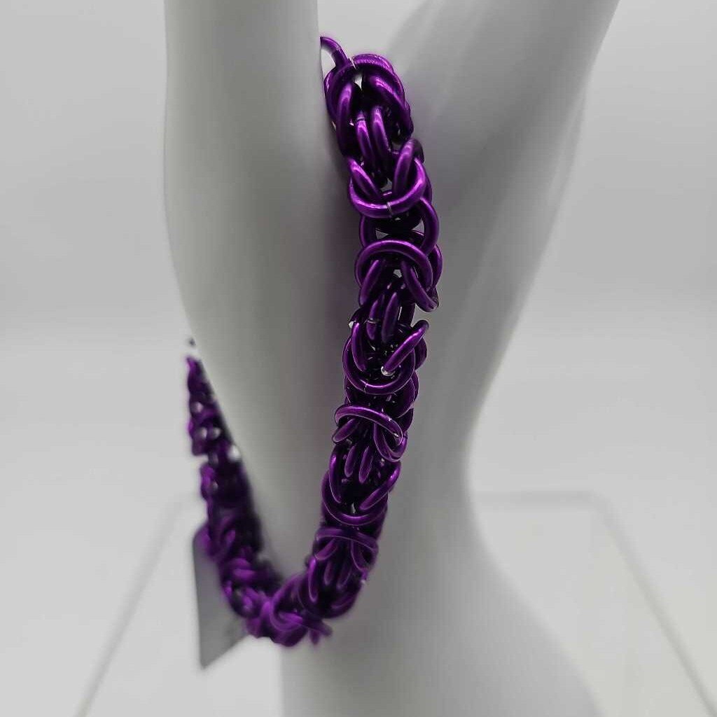 16g Purple Aluminum Byzantine Bracelet 6.5 inch