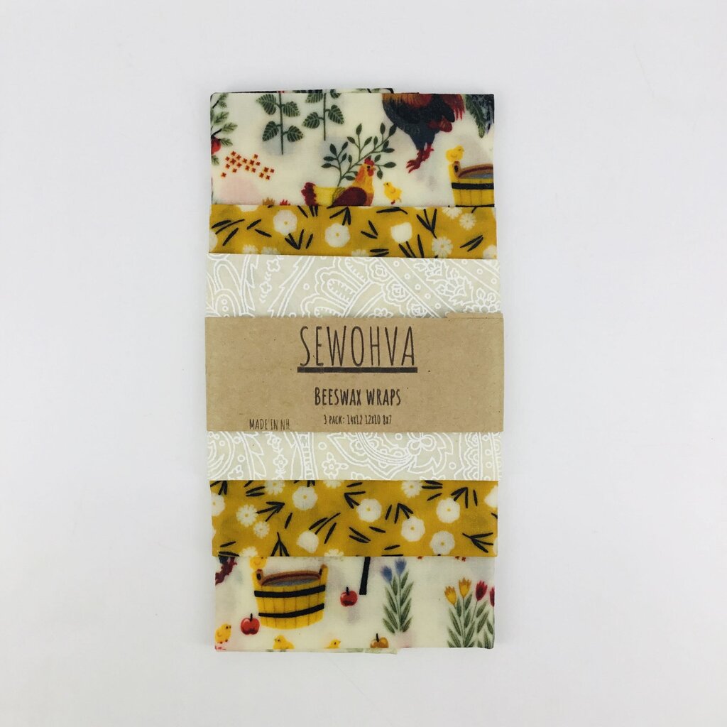 Beeswax Wraps 3 Pack, Chicken and Apples