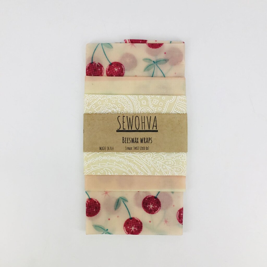 Beeswax Wraps 3 Pack, Disco Cherries