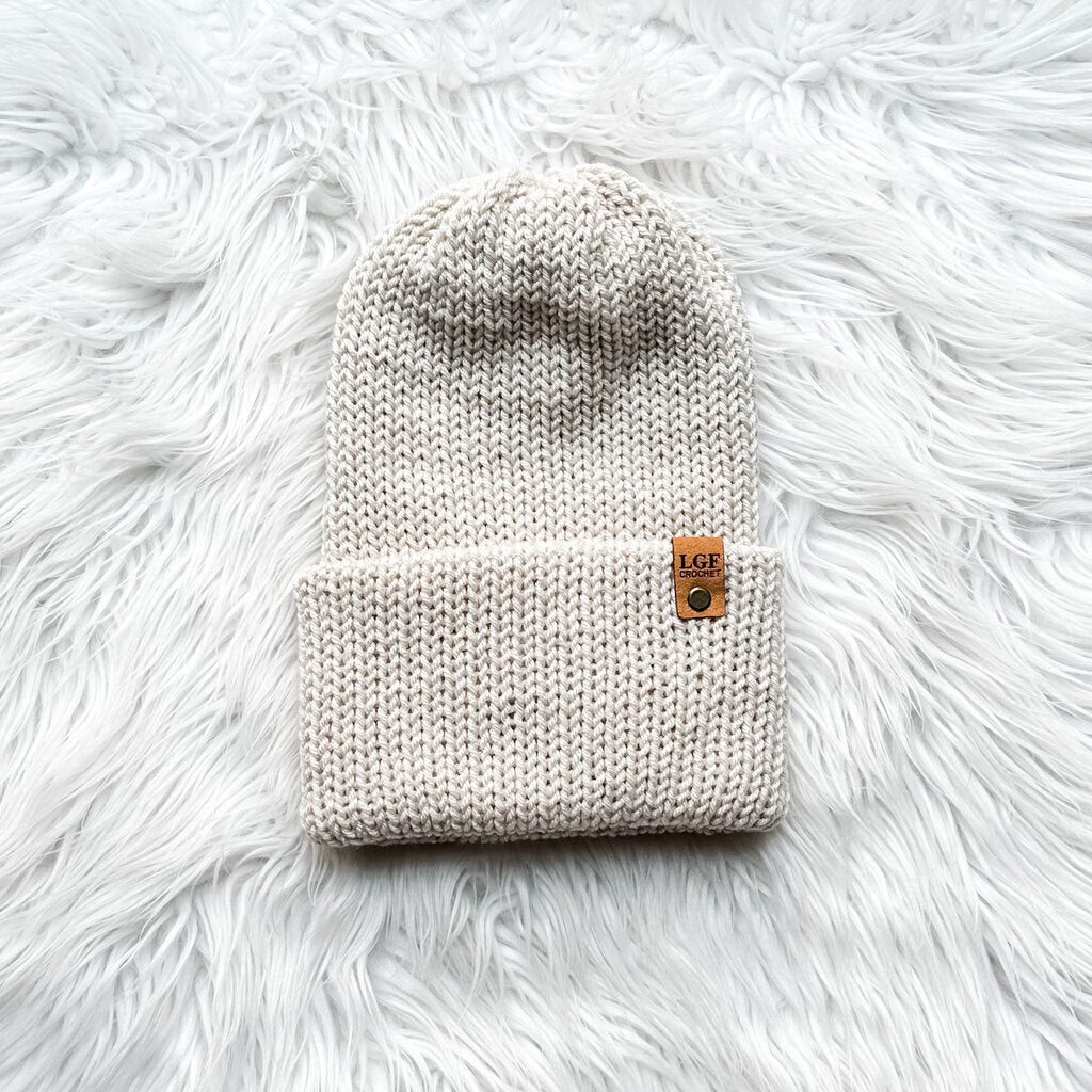Double Brim Knit Beanie in Linen