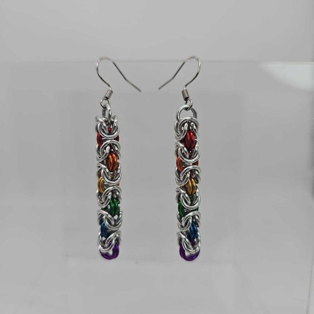 Silver Rainbow Byzantine Earrings