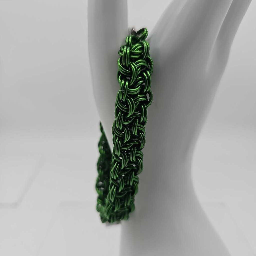 Green Anodized Aluminum KVB Bracelet 8 inches