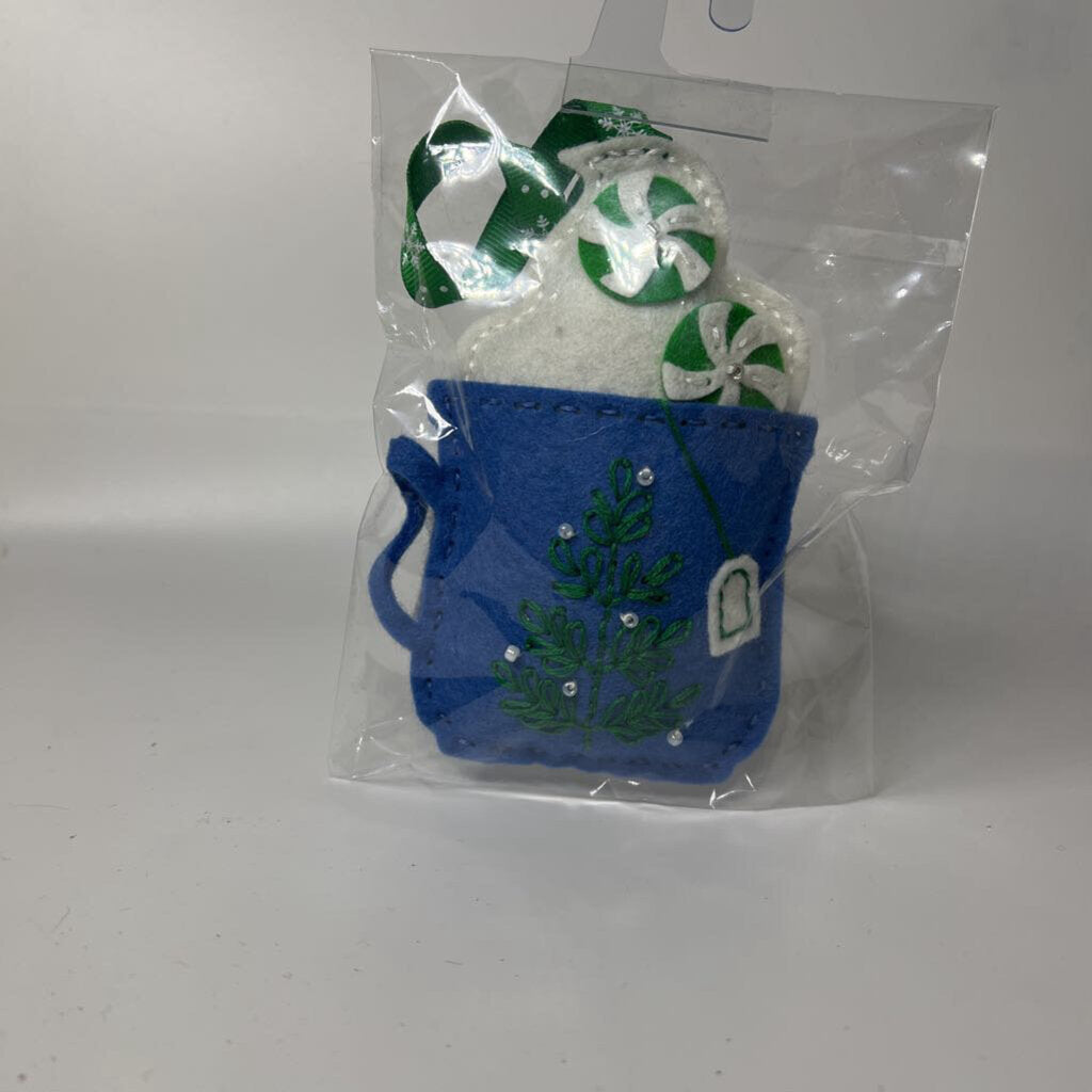 Embroidered tree mug ornament