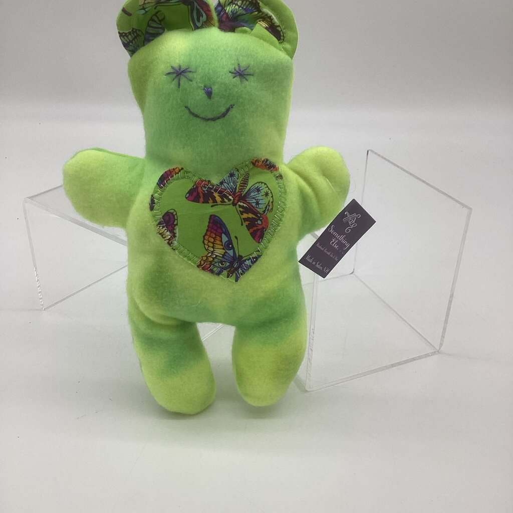 Teddy bear lime green w/ butterflies