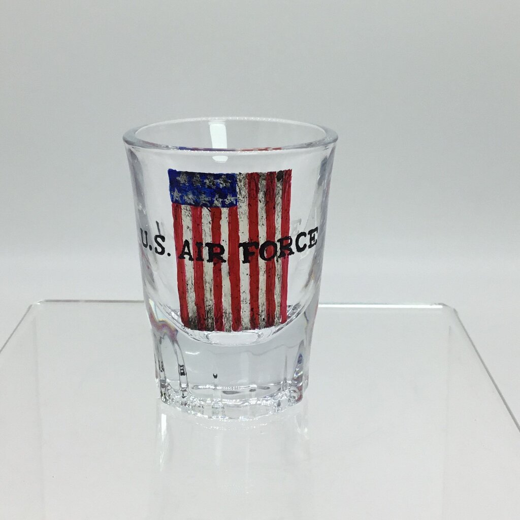 Rustic U.S. Air Force Hvy 2oz Shotglass, Hand Painted, Heat Cured, Hand Wash Please.