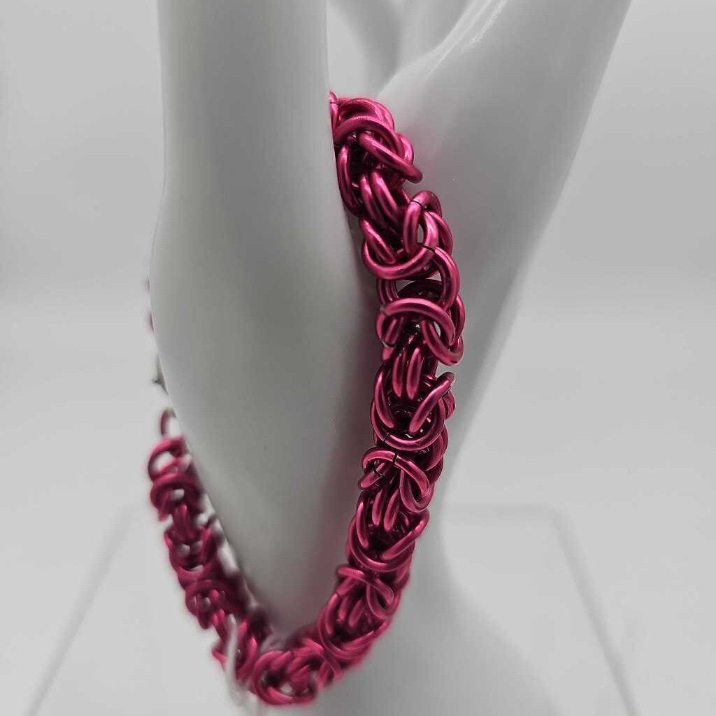 16SWG Pink Byzantine Bracelet 7 inches