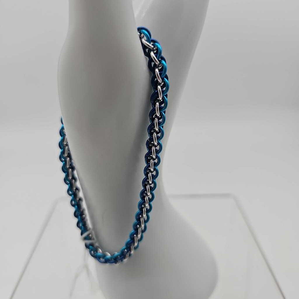 18SWG Blue, Turquoise, Silver JPL Bracelet 8.5 inches
