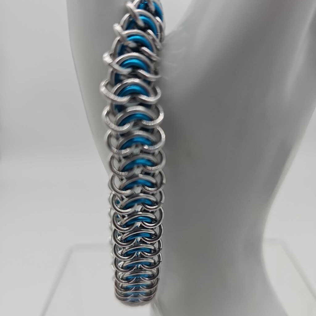 Silver and Turquoise Vertebrae Bracelet 7.5 inches