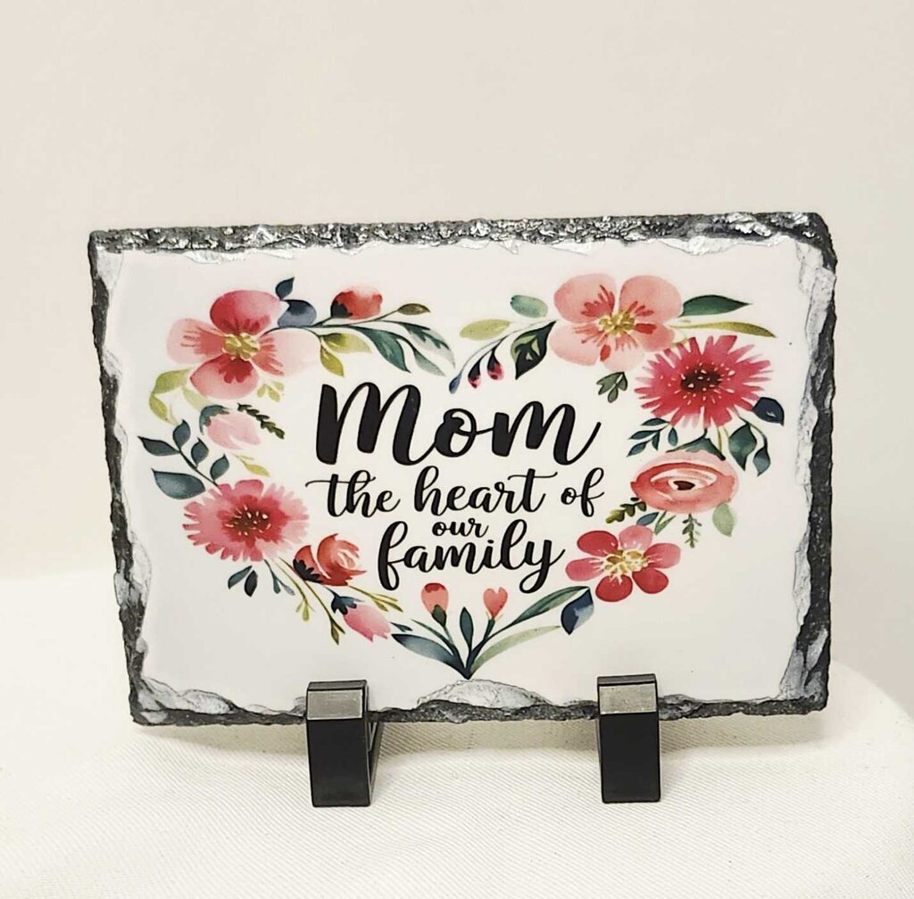 Shelf sitter- Heart of family slate