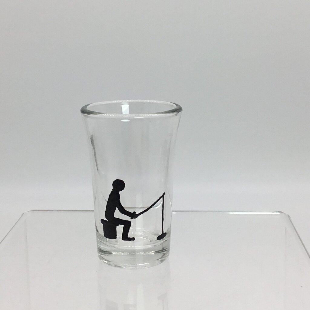 Fisherman Shotglass Hand Painted, Heat Cured, Hand Wash