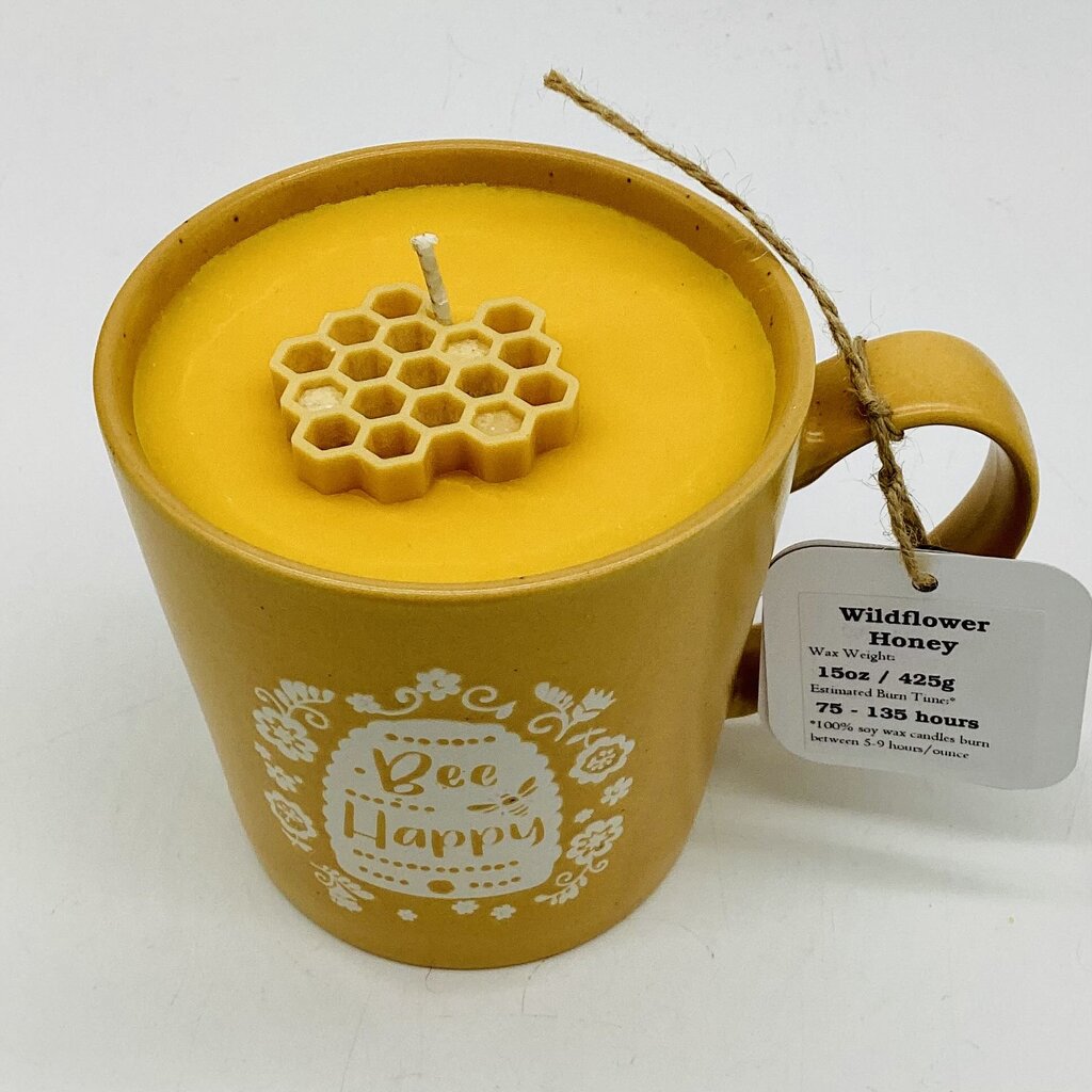 Wildflower Honey (Gold Bee Happy Mug) - Mug Candle - 100% Soy Wax