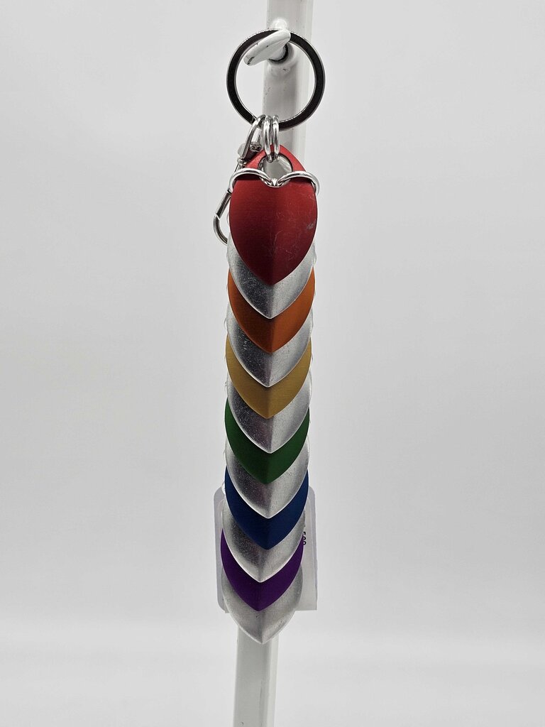 Silver Rainbow Dragon Scale Fidget Keychain Long