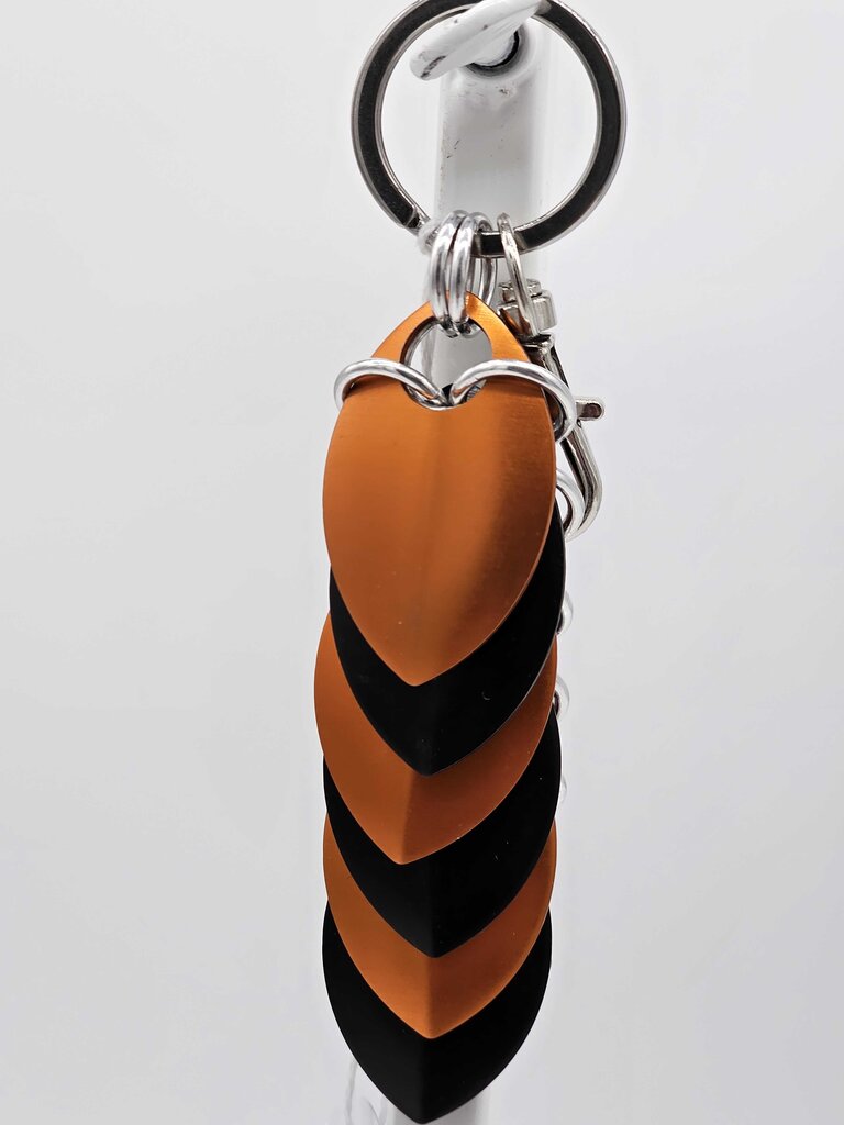 Black Orange Dragon Scale Fidget Keychain Short