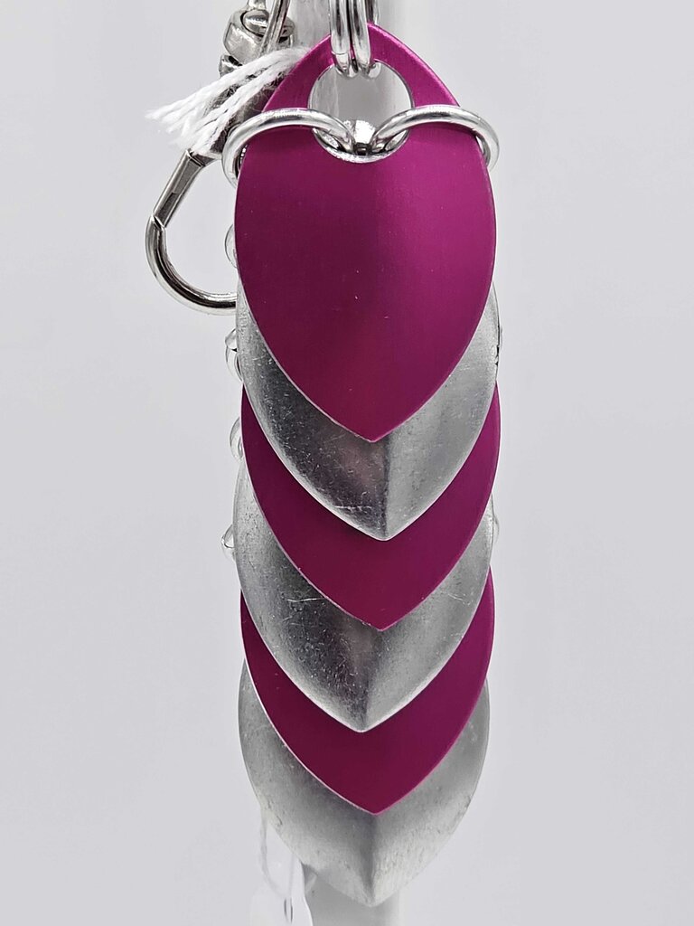 Silver, Pink Dragon Scale Fidget Keychain Short