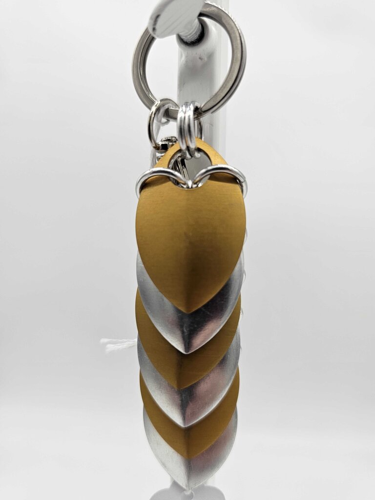 Silver, Gold Dragon Scale Fidget Keychain Short