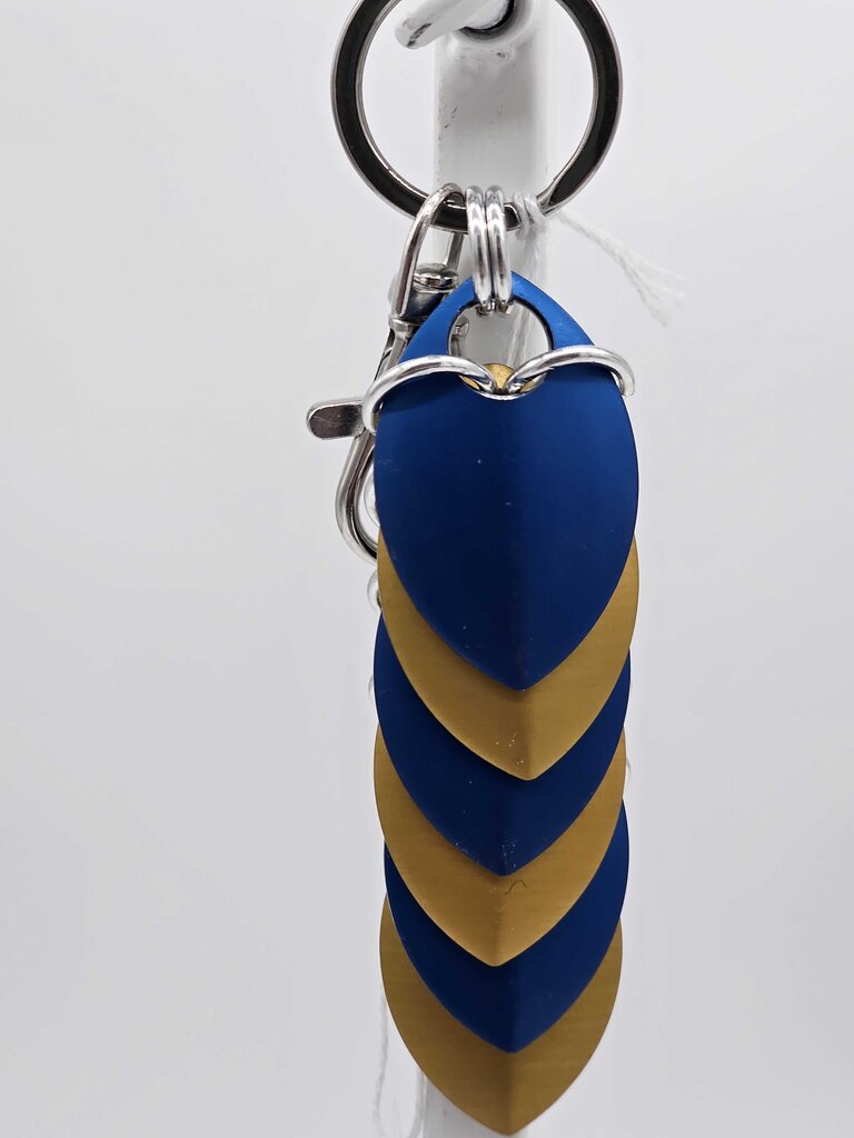 Gold Blue Dragon Scale Fidget Keychain Short