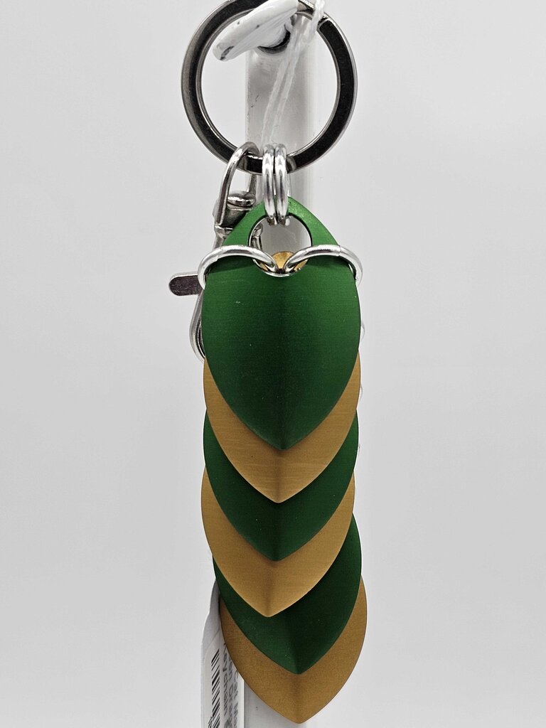 Gold Green Dragon Scale Fidget Keychain Short