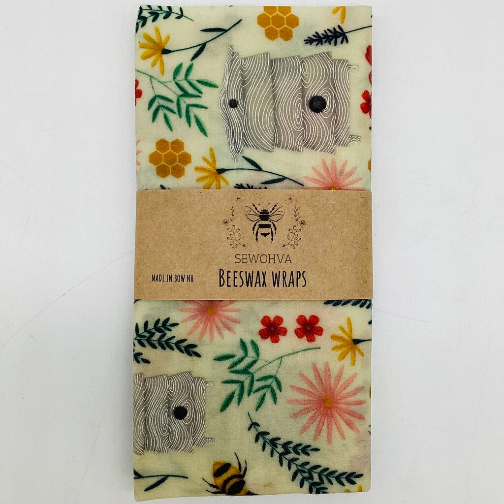 Beeswax Wrap Bread Bag Pink and Yellow Bees