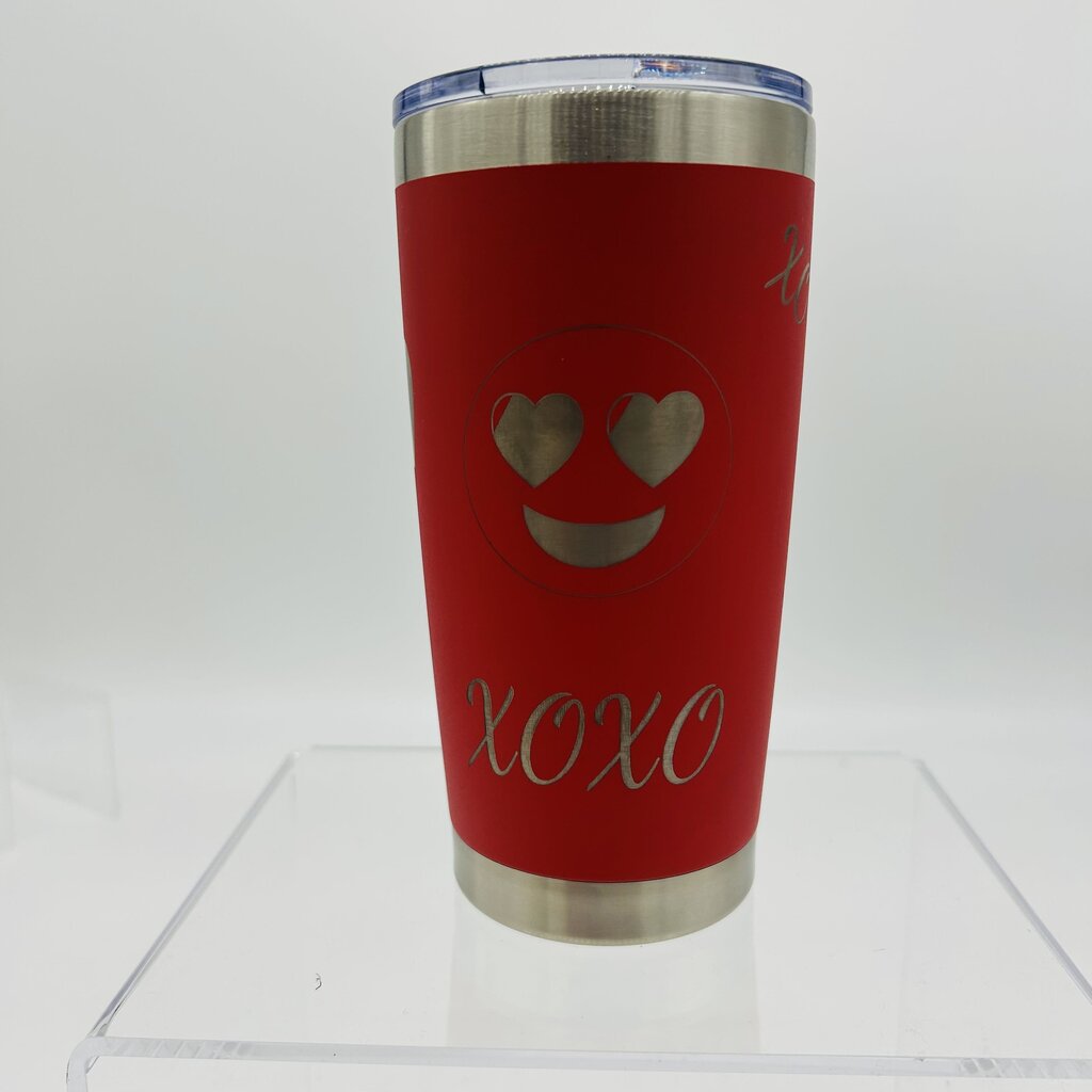 20 oz Tumbler Valentine's Emoji Red