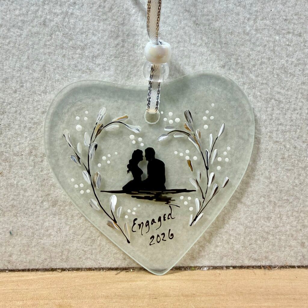 Engaged frosted glass heart