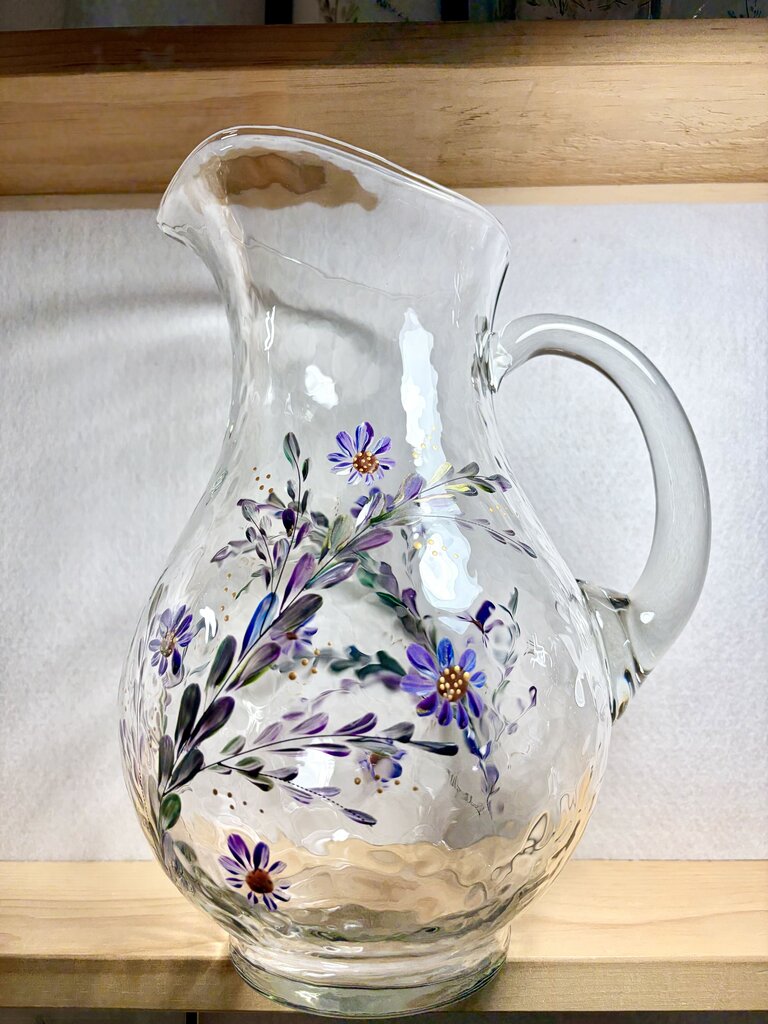 Amethyst daisies eucalyptus pitcher