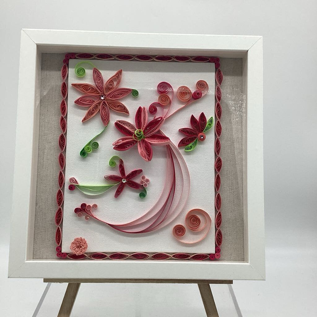 Picture pink flowers 3D & frame