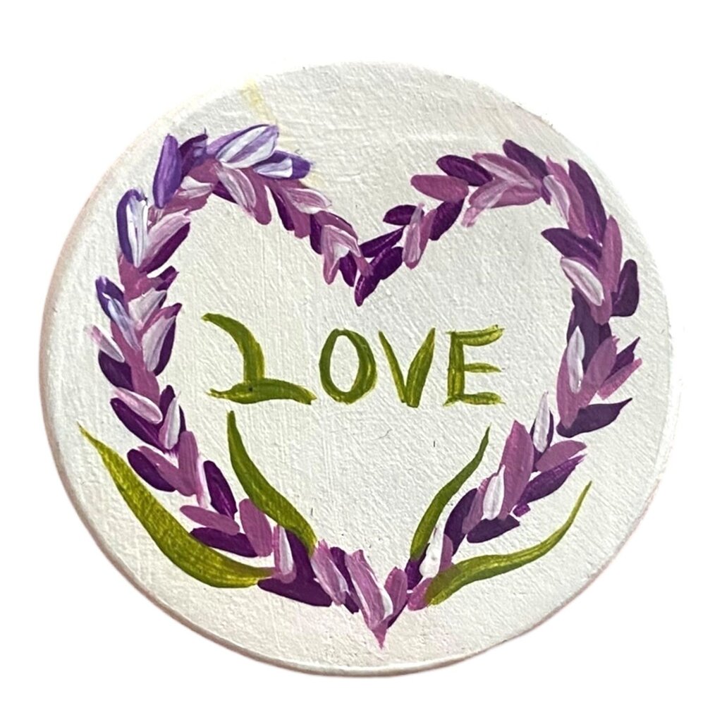 Love Purple Floral Heart Magnet